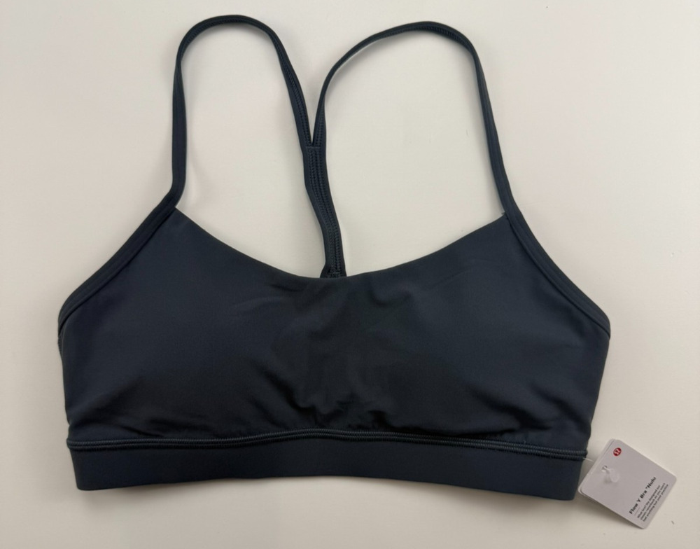 Lululemon Flow Y Bra Nulu Womens 10 Oil Blue Light Support A-C NWT LW2CRHS
